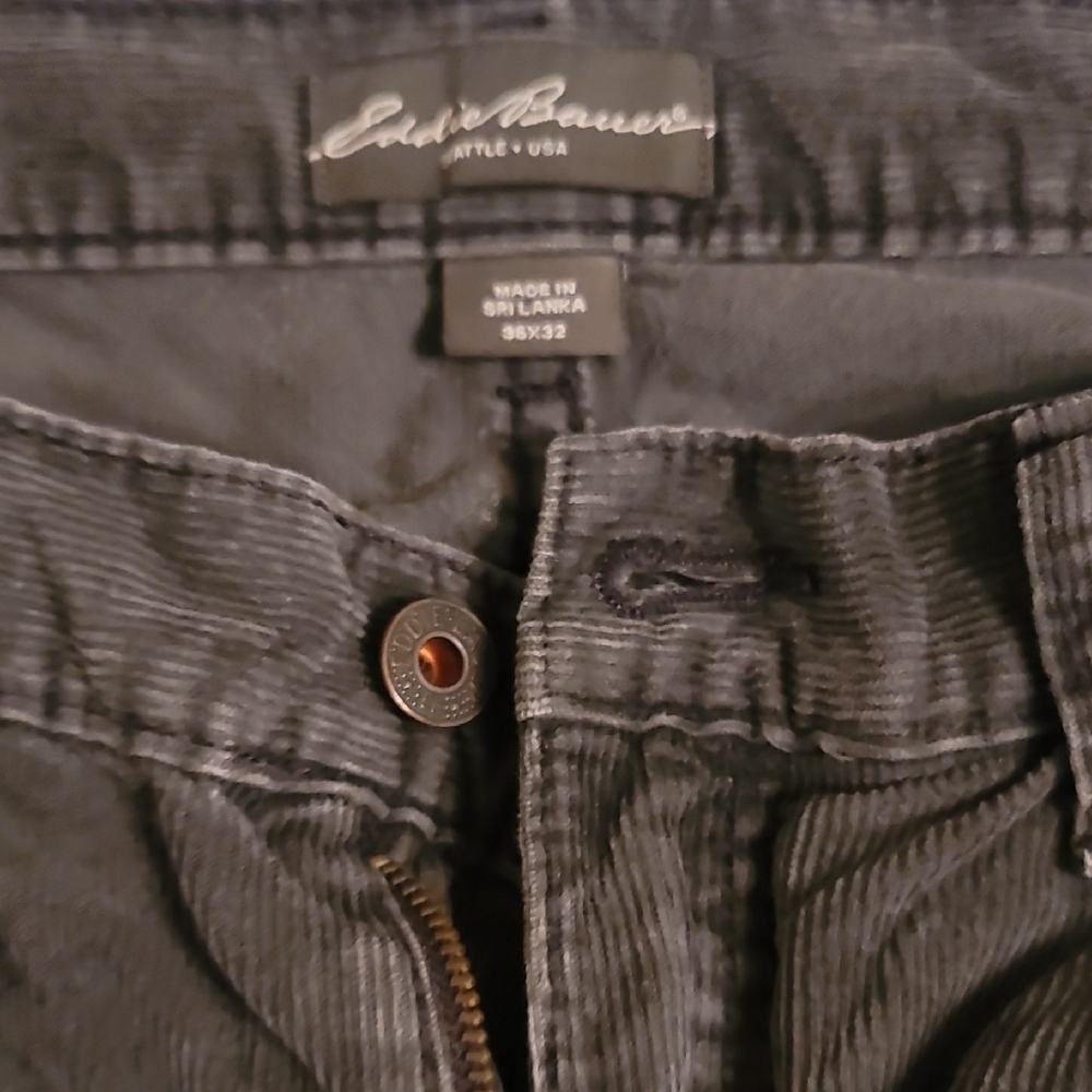Bundle of 2 Eddie Bauer Men's 36x32 Gray/Tan Corduroy/100% Cotton Pants